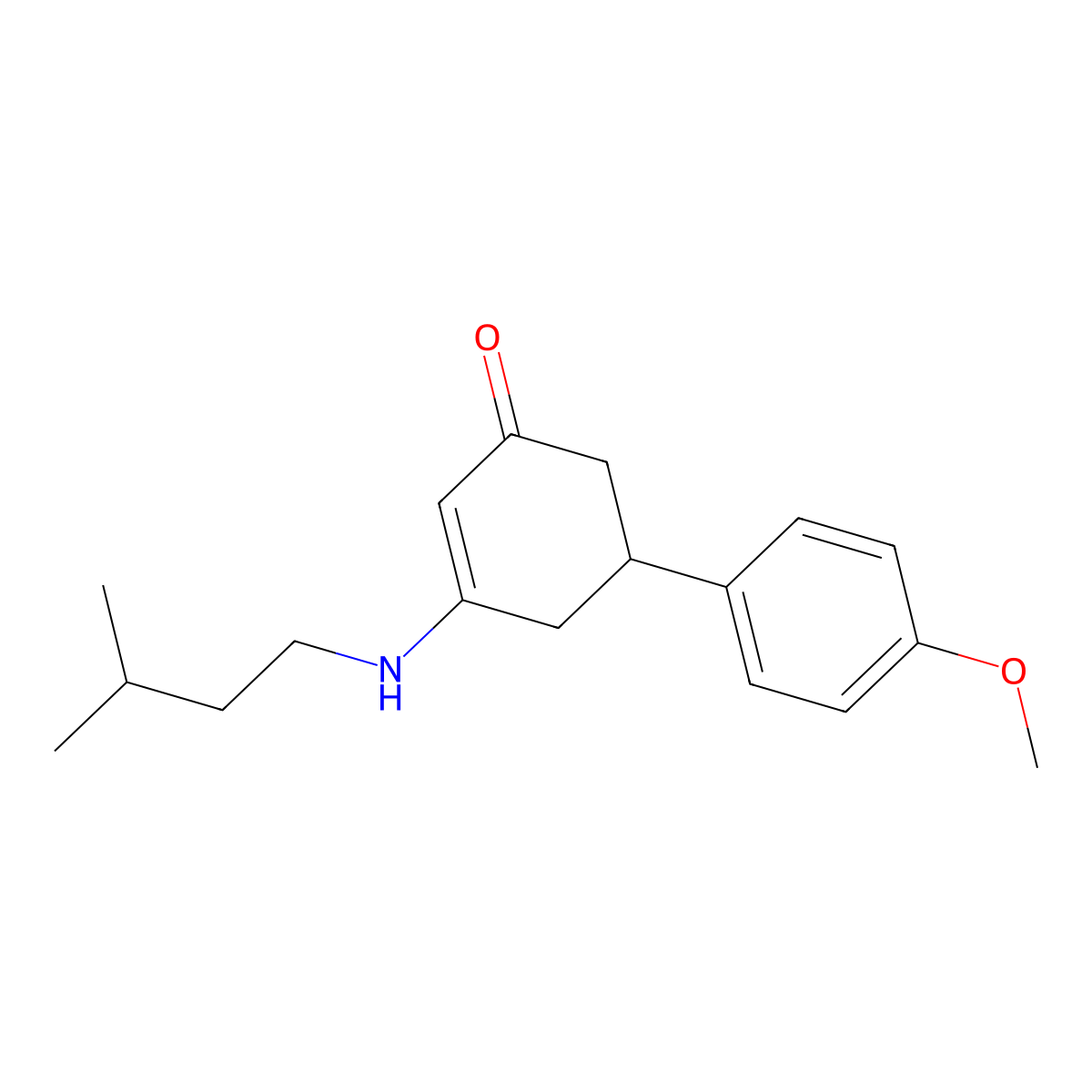 3-(Isopentylamino)-5-(4-methoxyphenyl)-2-cyclohexen-1-one molecular structure, CAS 332861-64-0