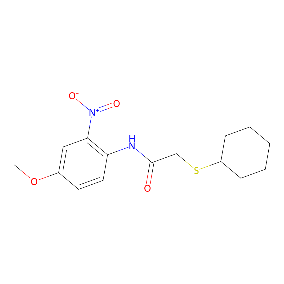 2-(cyclohexylsulfanyl)-N-(4-methoxy-2-nitrophenyl)acetamide molecular structure, CAS 332862-14-3