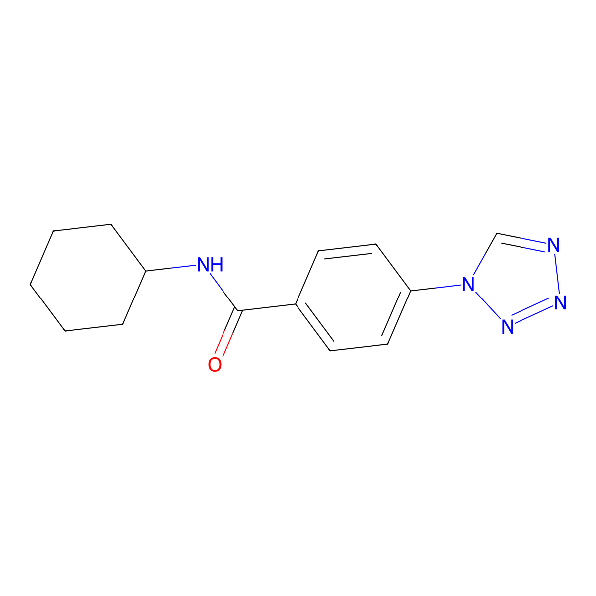 N-cyclohexyl-4-(tetrazol-1-yl)benzamide molecular structure, CAS 332862-41-6