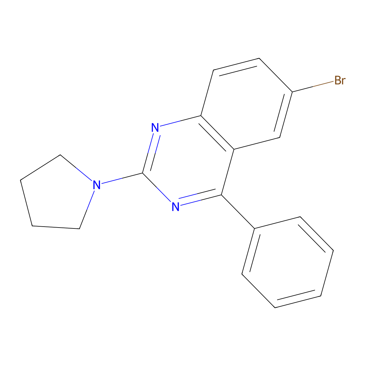 6-Bromo-4-phenyl-2-(pyrrolidin-1-yl)quinazoline molecular structure, CAS 332867-61-5