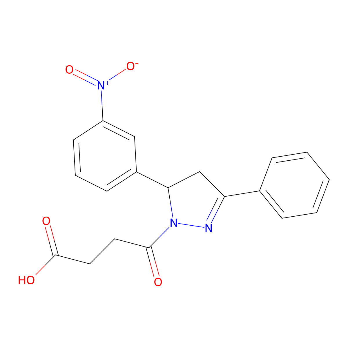 4-(5-(3-nitrophenyl)-3-phenyl-4,5-dihydro-1H-pyrazol-1-yl)-4-oxobutanoic acid molecular structure, CAS 332867-69-3
