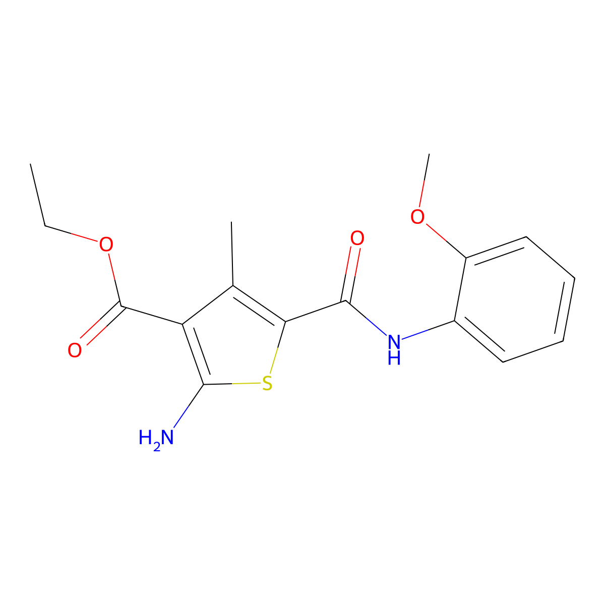 Ethyl 2-amino-5-[(2-methoxyphenyl)carbamoyl]-4-methylthiophene-3-carboxylate molecular structure, CAS 332867-79-5