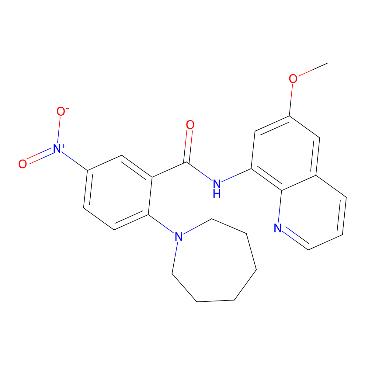 2-(azepan-1-yl)-N-(6-methoxyquinolin-8-yl)-5-nitrobenzamide molecular structure, CAS 332867-94-4