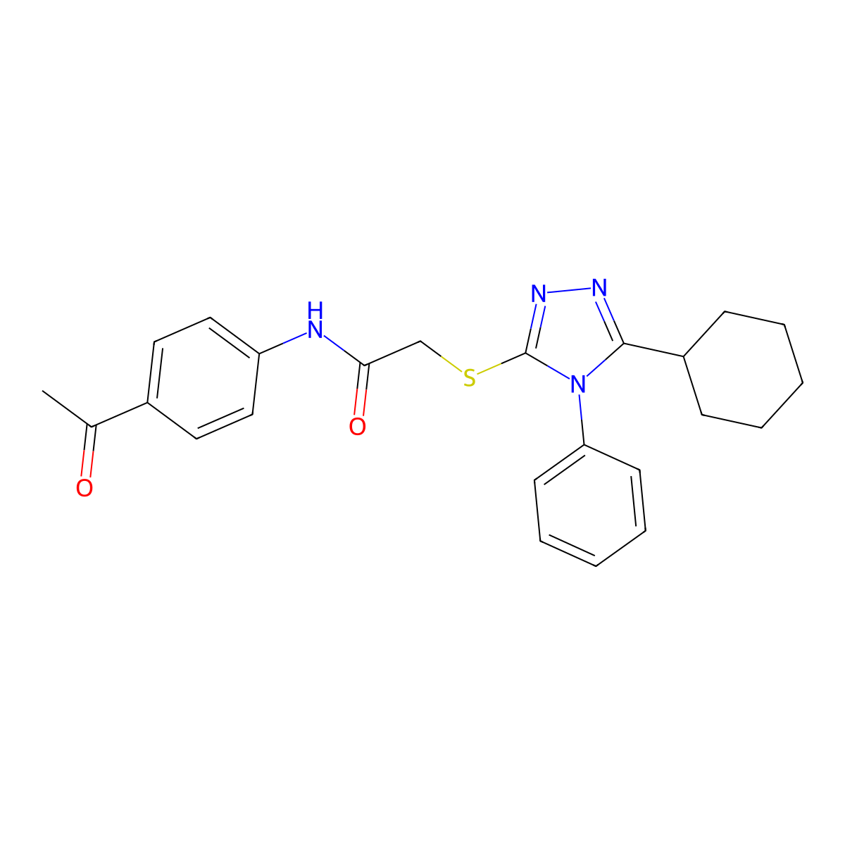 N-(4-Acetylphenyl)-2-((5-cyclohexyl-4-phenyl-4H-1,2,4-triazol-3-yl)thio)acetamide molecular structure, CAS 332870-48-1