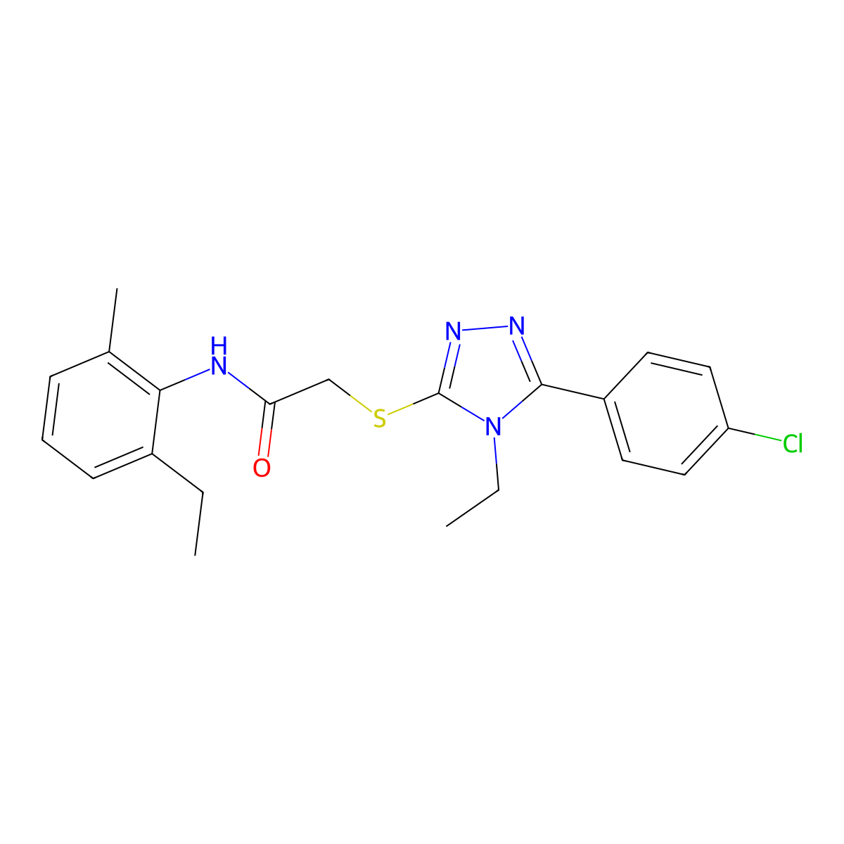 2-{[5-(4-chlorophenyl)-4-ethyl-4H-1,2,4-triazol-3-yl]sulfanyl}-N-(2-ethyl-6-methylphenyl)acetamide molecular structure, CAS 332870-63-0
