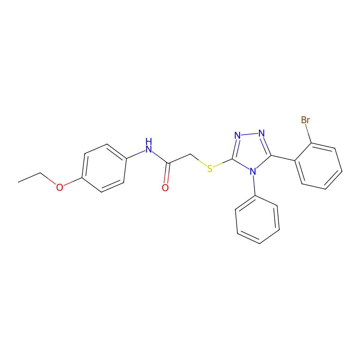 2-((5-(2-Bromophenyl)-4-phenyl-4H-1,2,4-triazol-3-yl)thio)-N-(4-ethoxyphenyl)acetamide molecular structure, CAS 332870-65-2