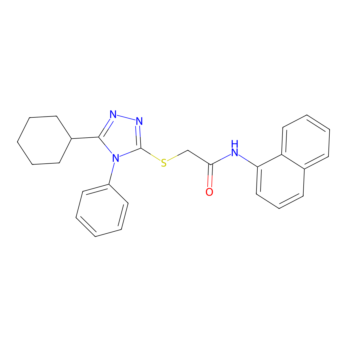 2-((5-Cyclohexyl-4-phenyl-4H-1,2,4-triazol-3-yl)thio)-N-(naphthalen-1-yl)acetamide molecular structure, CAS 332872-81-8