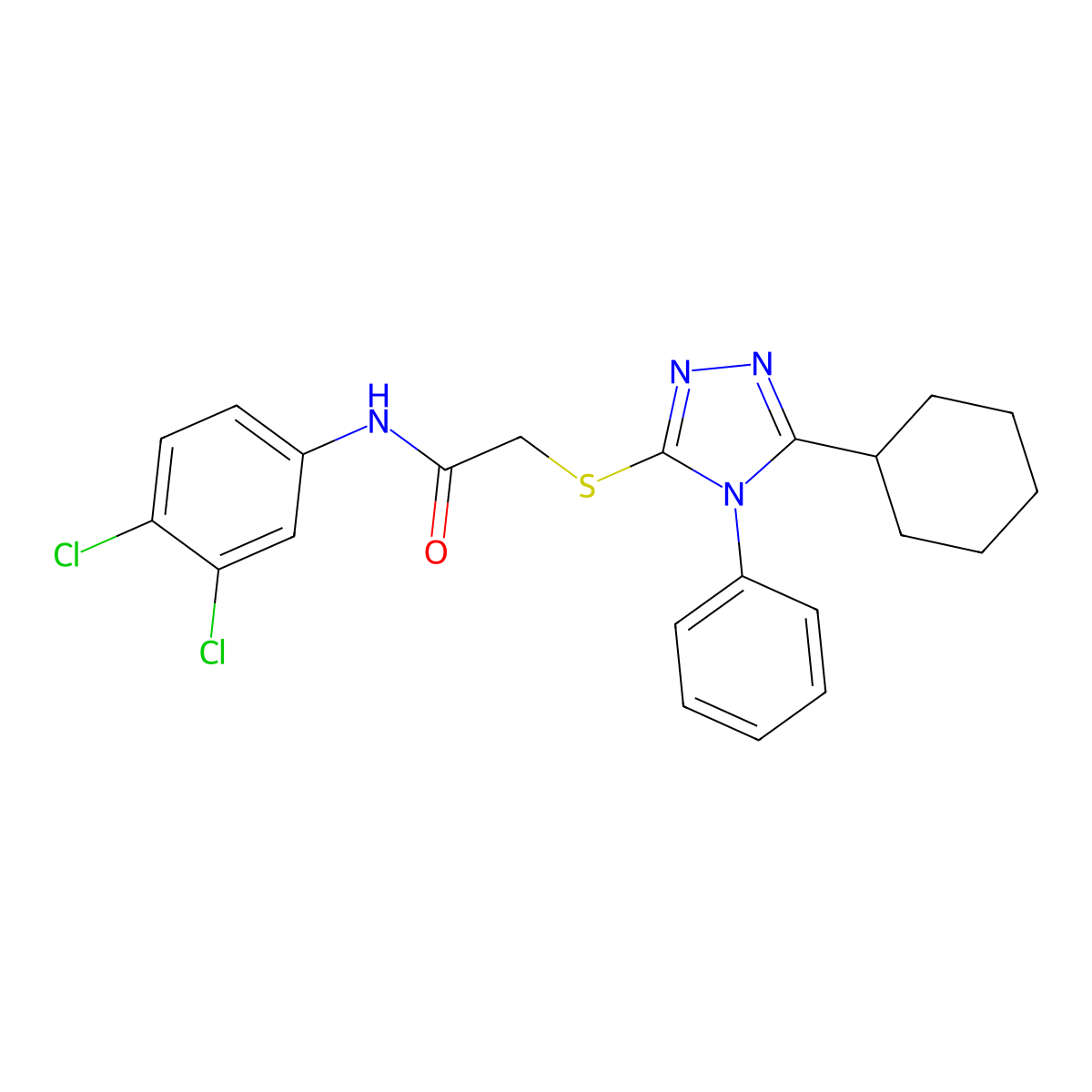 2-((5-Cyclohexyl-4-phenyl-4H-1,2,4-triazol-3-yl)thio)-N-(3,4-dichlorophenyl)acetamide molecular structure, CAS 332872-88-5