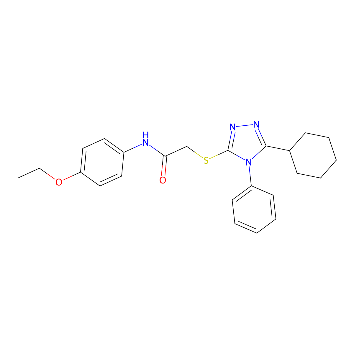 2-((5-Cyclohexyl-4-phenyl-4H-1,2,4-triazol-3-yl)thio)-N-(4-ethoxyphenyl)acetamide molecular structure, CAS 332872-92-1