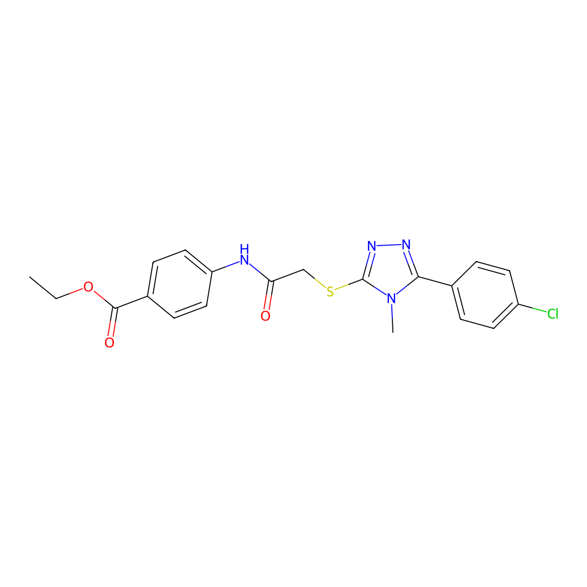 ethyl 4-[({[5-(4-chlorophenyl)-4-methyl-4H-1,2,4-triazol-3-yl]sulfanyl}acetyl)amino]benzoate molecular structure, CAS 332873-25-3