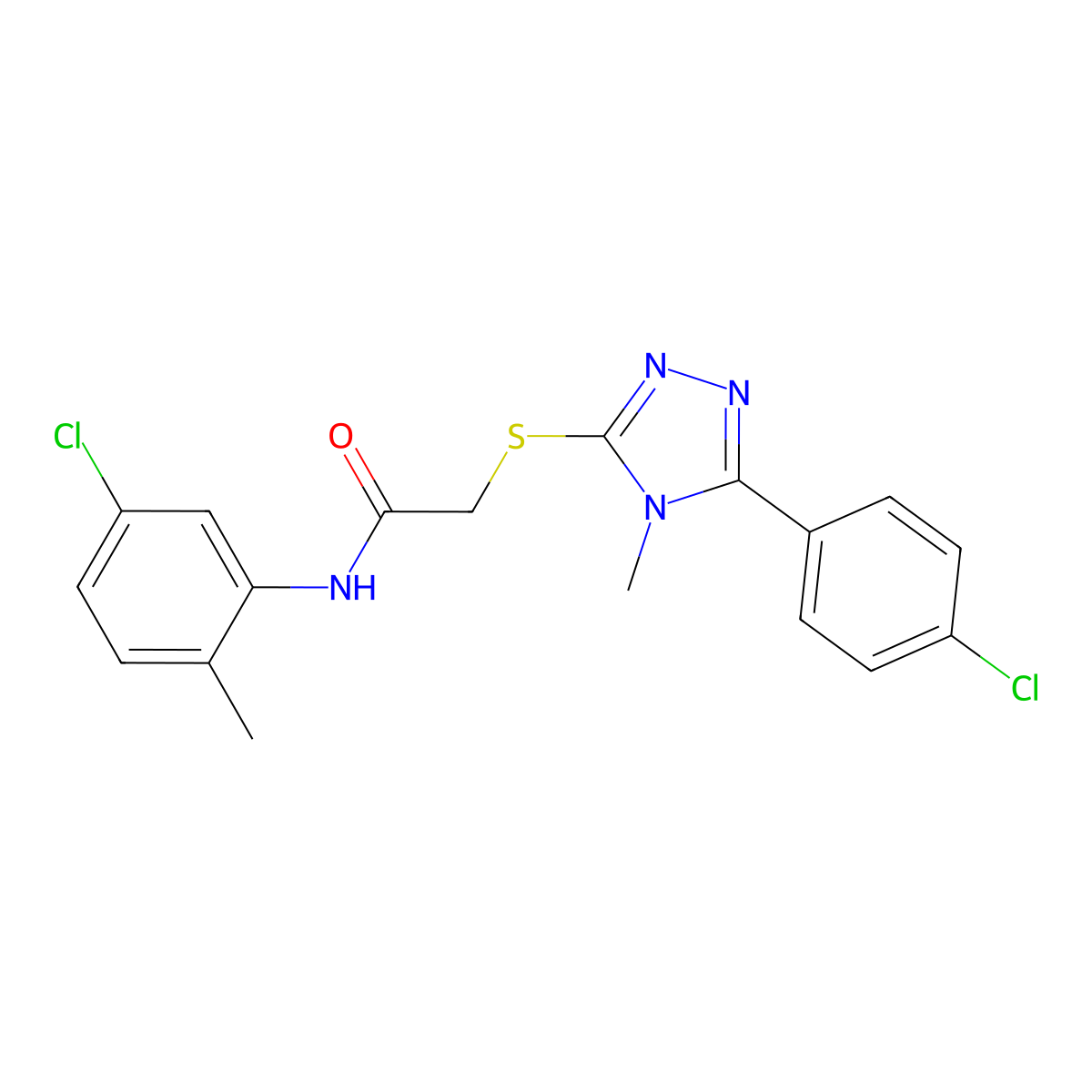 N-(5-chloro-2-methylphenyl)-2-[[5-(4-chlorophenyl)-4-methyl-1,2,4-triazol-3-yl]sulfanyl]acetamide molecular structure, CAS 332873-43-5