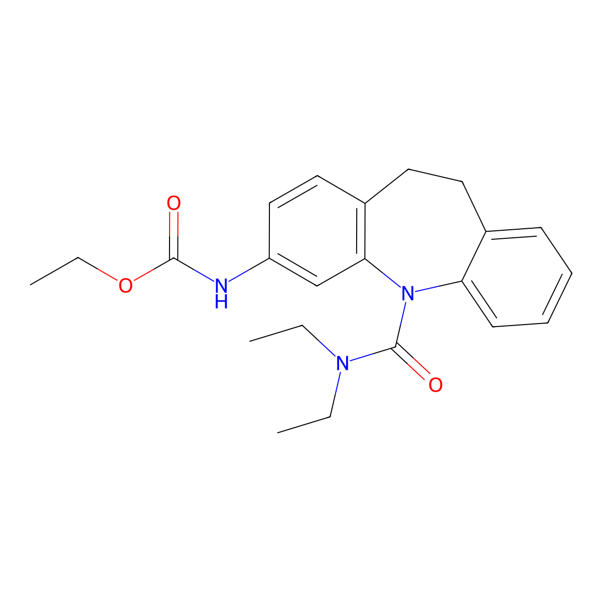 ethyl (5-(diethylcarbamoyl)-10,11-dihydro-5H-dibenzo[b,f]azepin-3-yl)carbamate molecular structure, CAS 332873-86-6