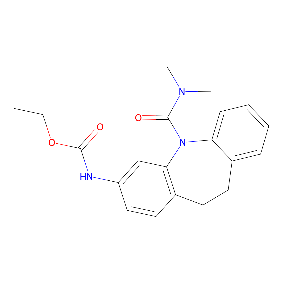 ethyl (5-(dimethylcarbamoyl)-10,11-dihydro-5H-dibenzo[b,f]azepin-3-yl)carbamate molecular structure, CAS 332873-87-7