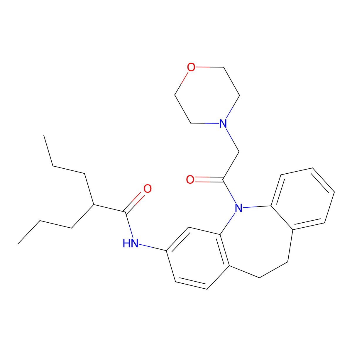N-[11-(2-morpholin-4-ylacetyl)-5,6-dihydrobenzo[b][1]benzazepin-2-yl]-2-propylpentanamide molecular structure, CAS 332873-93-5