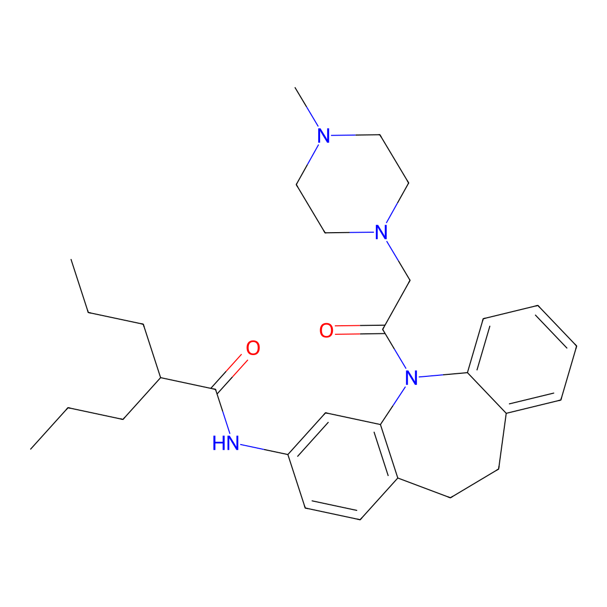 N-[11-[2-(4-methylpiperazin-1-yl)acetyl]-5,6-dihydrobenzo[b][1]benzazepin-2-yl]-2-propylpentanamide molecular structure, CAS 332873-97-9