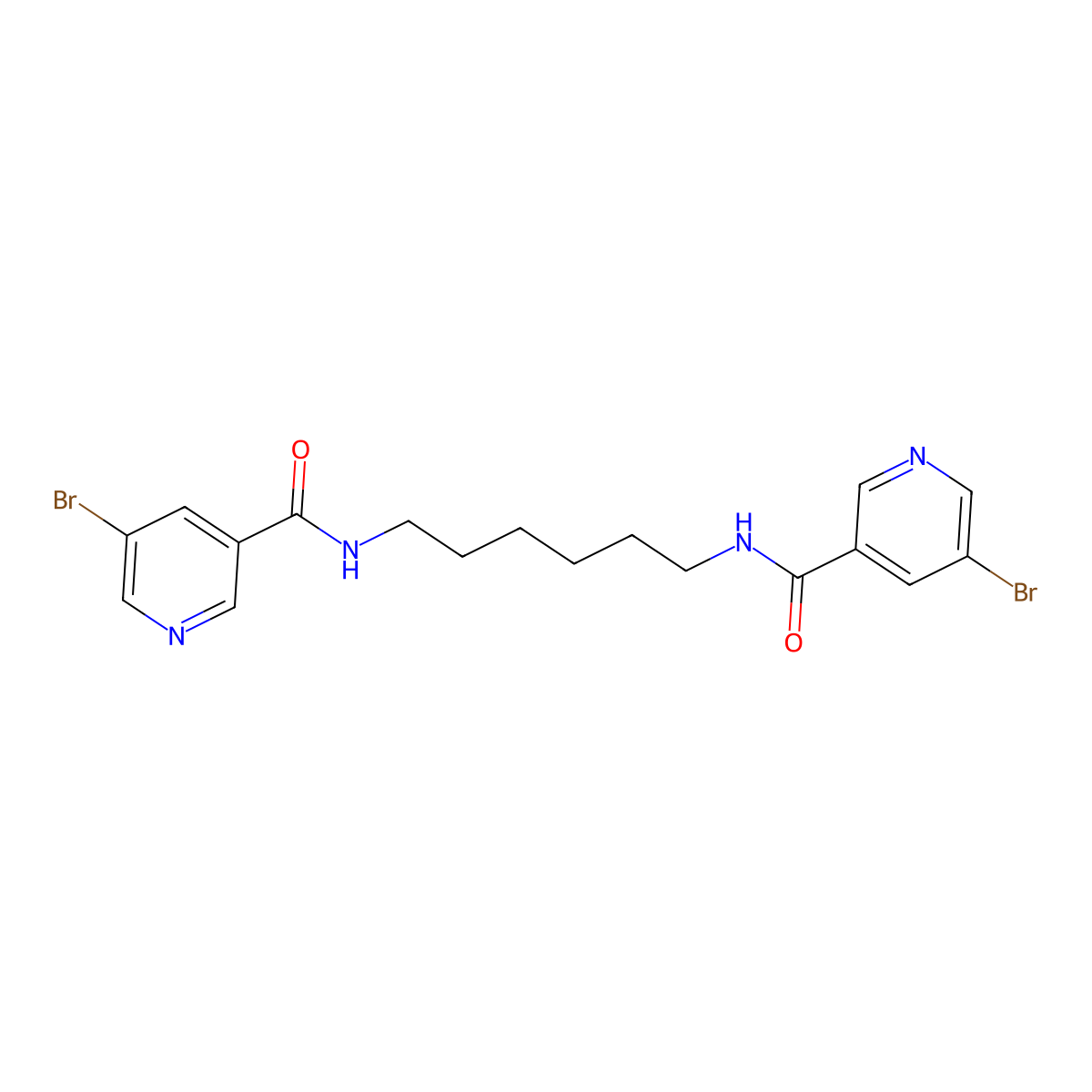 N,N'-(hexane-1,6-diyl)bis(5-bromonicotinamide) molecular structure, CAS 332874-02-9