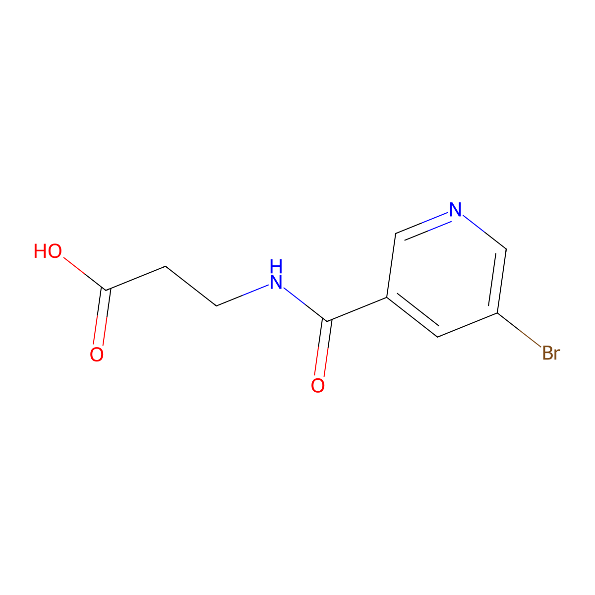 3-[(5-Bromo-pyridine-3-carbonyl)-amino]-propionic acid molecular structure, CAS 332874-04-1