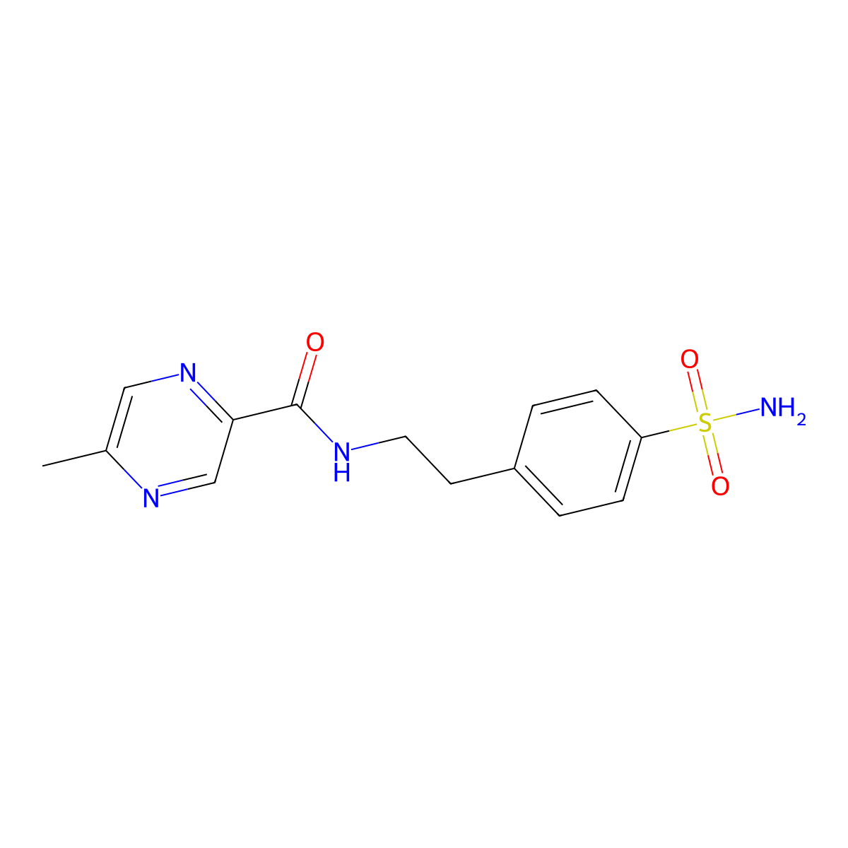 4-(2-(5-Methylpyrazine-2-carboxamido)ethyl)benzenesulfonamide molecular structure, CAS 33288-71-0