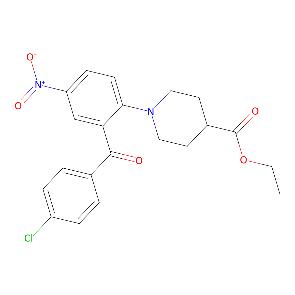 Ethyl 1-[2-(4-chlorobenzoyl)-4-nitrophenyl]piperidine-4-carboxylate molecular structure, CAS 332881-08-0