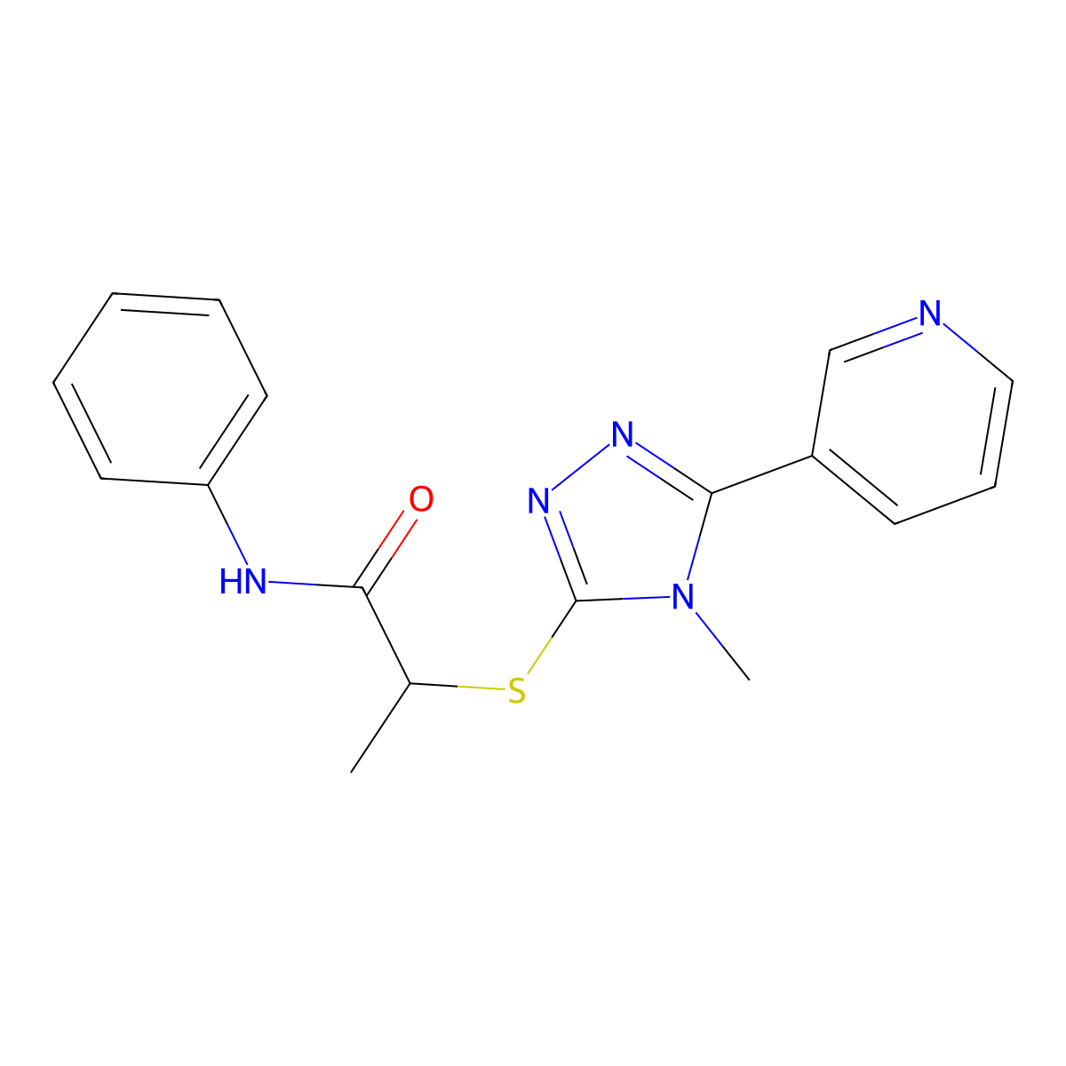 2-[(4-methyl-5-pyridin-3-yl-1,2,4-triazol-3-yl)sulfanyl]-N-phenylpropanamide molecular structure, CAS 332881-15-9