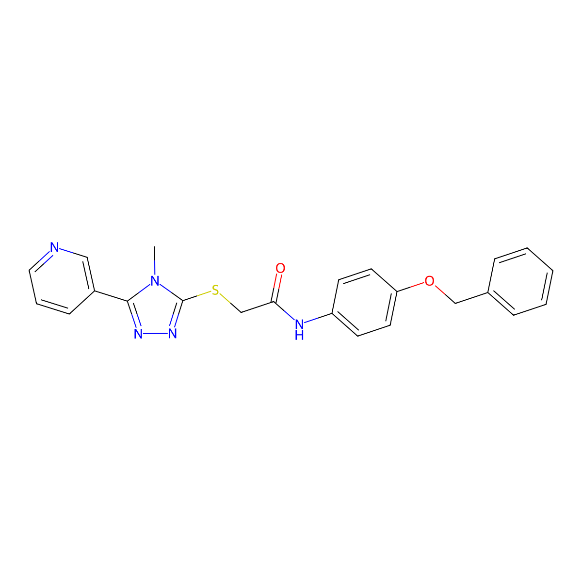 N-[4-(benzyloxy)phenyl]-2-{[4-methyl-5-(pyridin-3-yl)-4H-1,2,4-triazol-3-yl]sulfanyl}acetamide molecular structure, CAS 332881-33-1