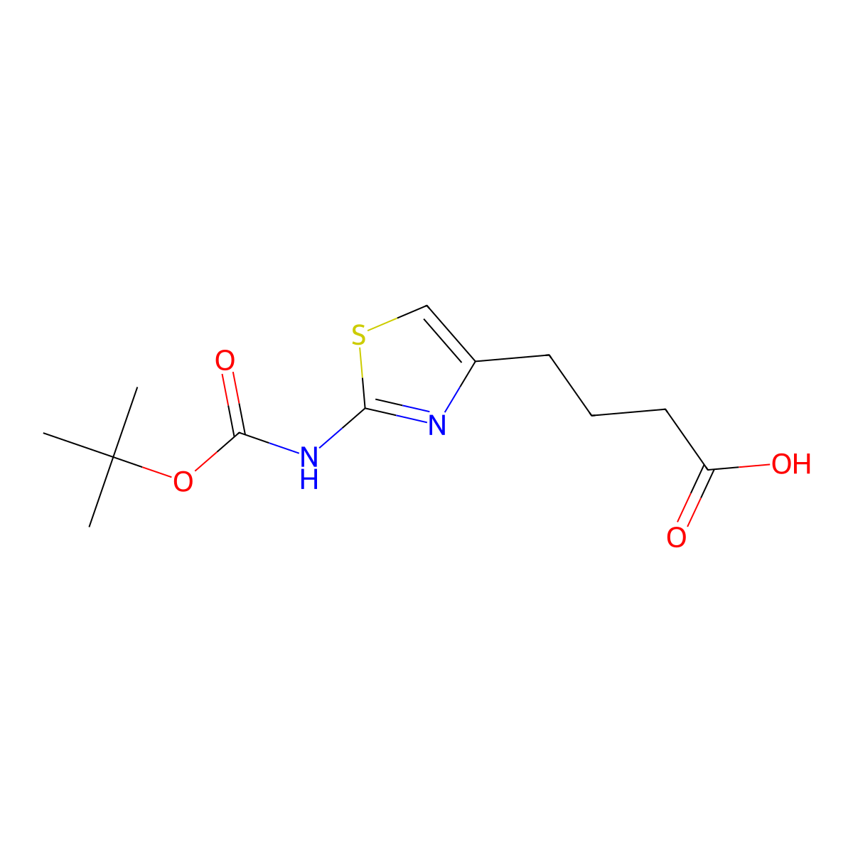 4-(2-{[(Tert-butoxy)carbonyl]amino}-1,3-thiazol-4-yl)butanoic acid molecular structure, CAS 332883-40-6