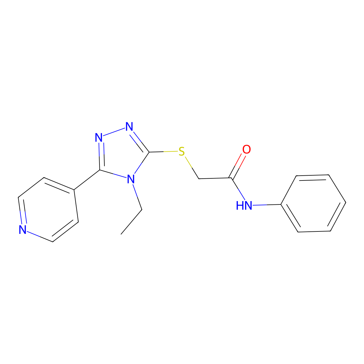 2-{[4-ethyl-5-(pyridin-4-yl)-4H-1,2,4-triazol-3-yl]sulfanyl}-N-phenylacetamide molecular structure, CAS 332883-45-1