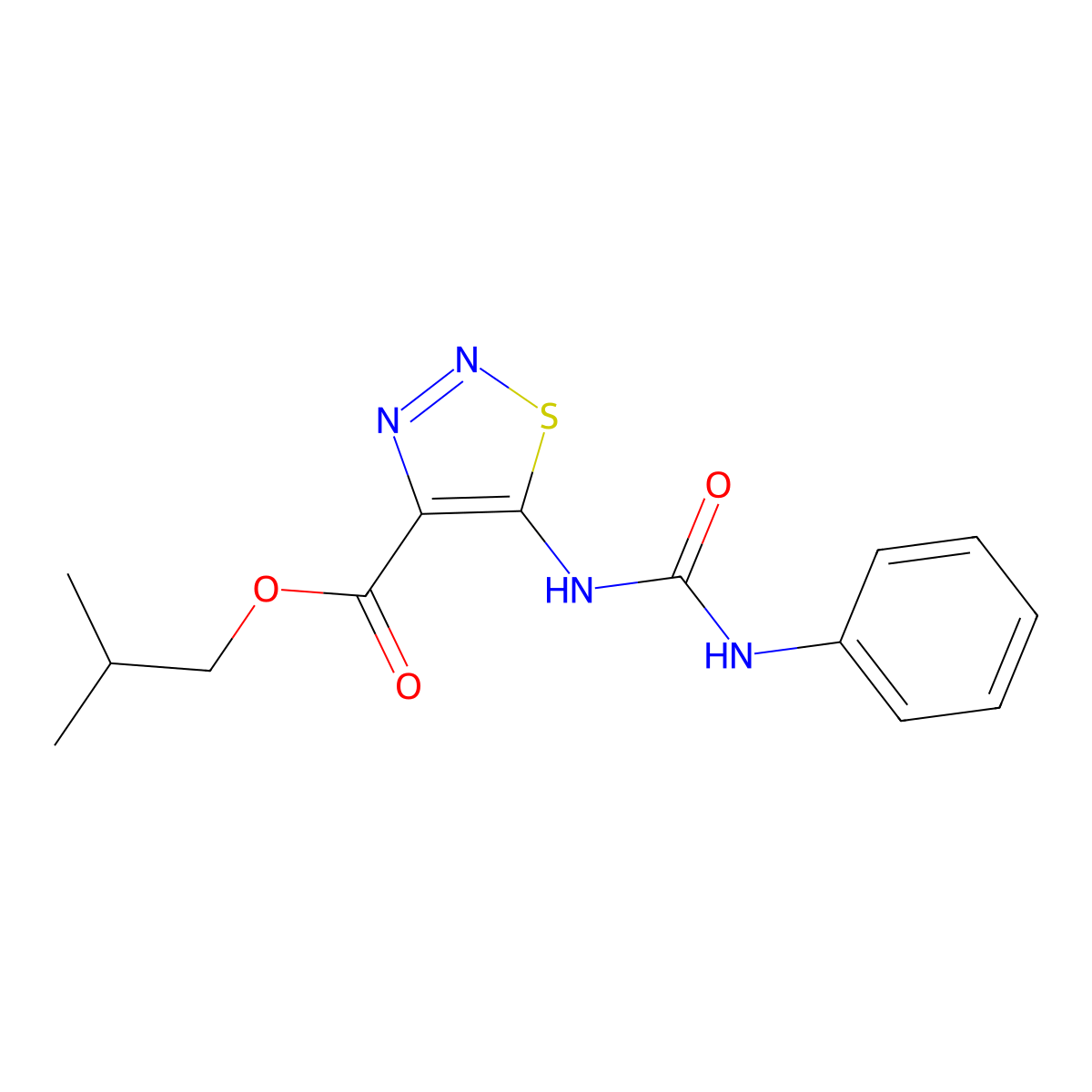 5-(3-Phenyl-ureido)-[1,2,3]thiadiazole-4-carboxylic acid isobutyl ester molecular structure, CAS 332884-02-3