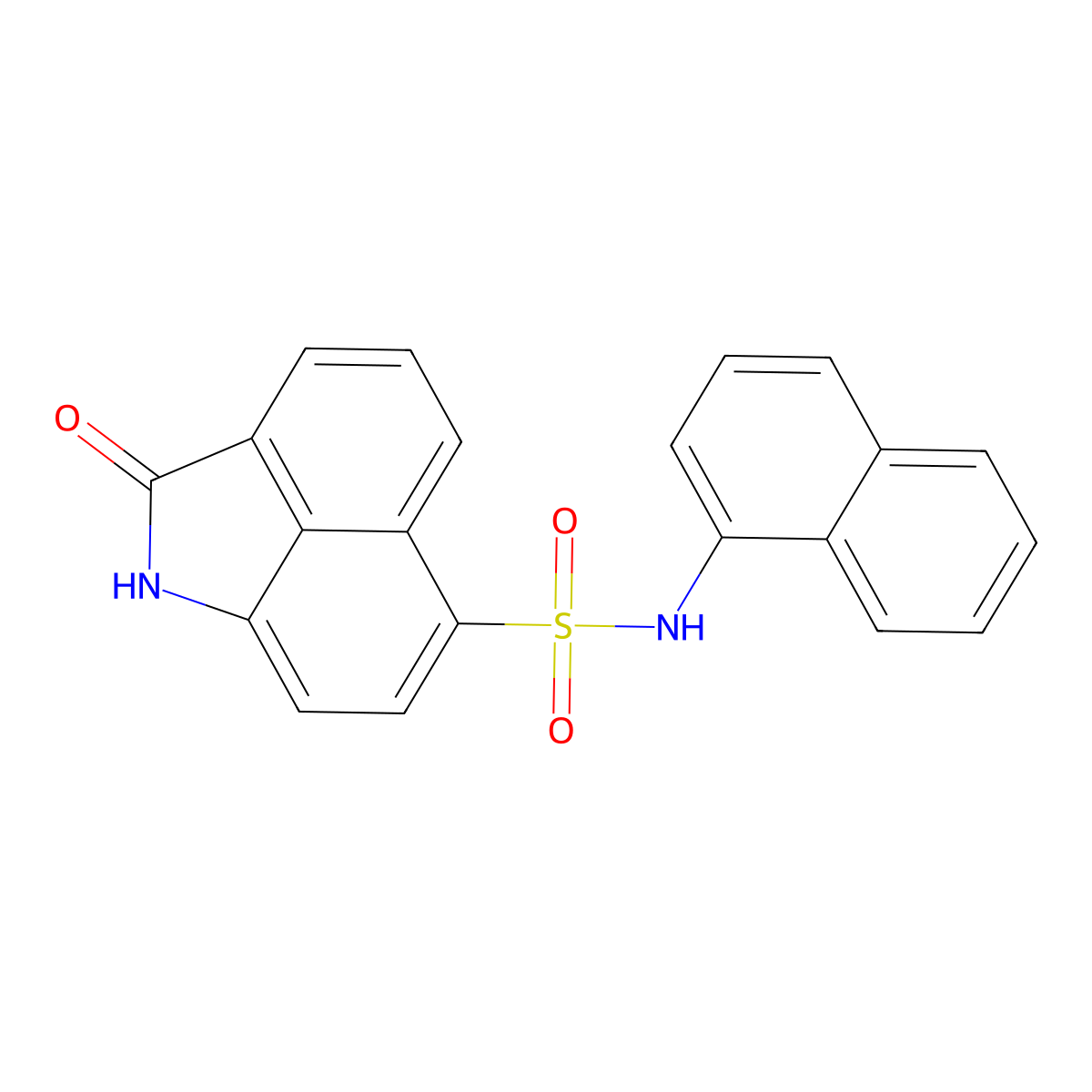 N-(1-naphthyl)-2-oxo-1,2-dihydrobenzo[cd]indole-6-sulfonamide molecular structure, CAS 332885-88-8