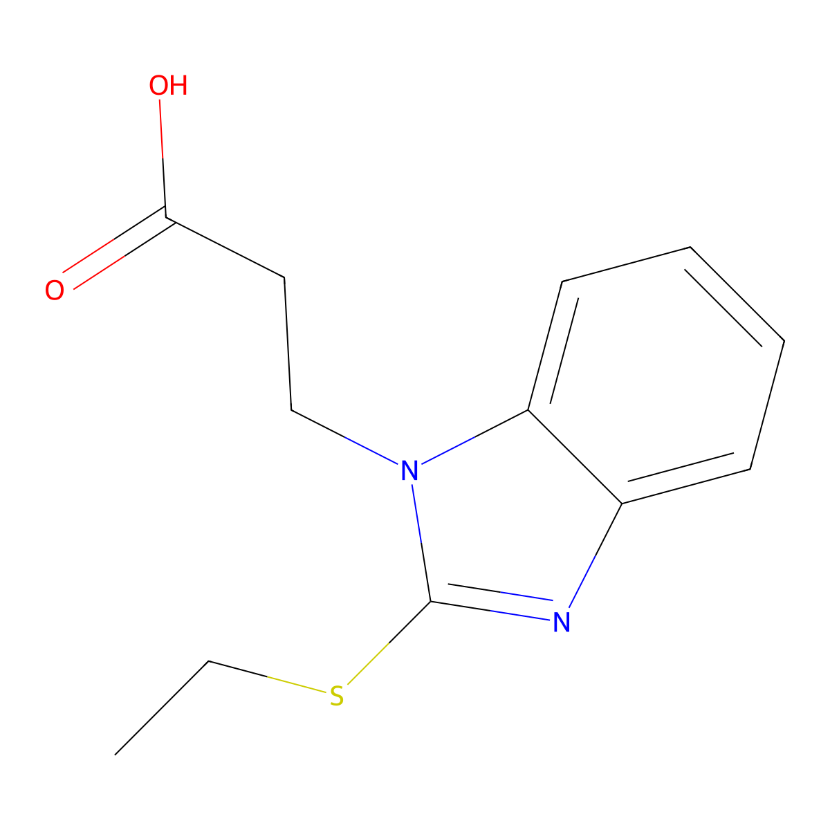 3-(2-Ethylsulfanyl-benzoimidazol-1-yl)-propionic acid molecular structure, CAS 332885-93-5