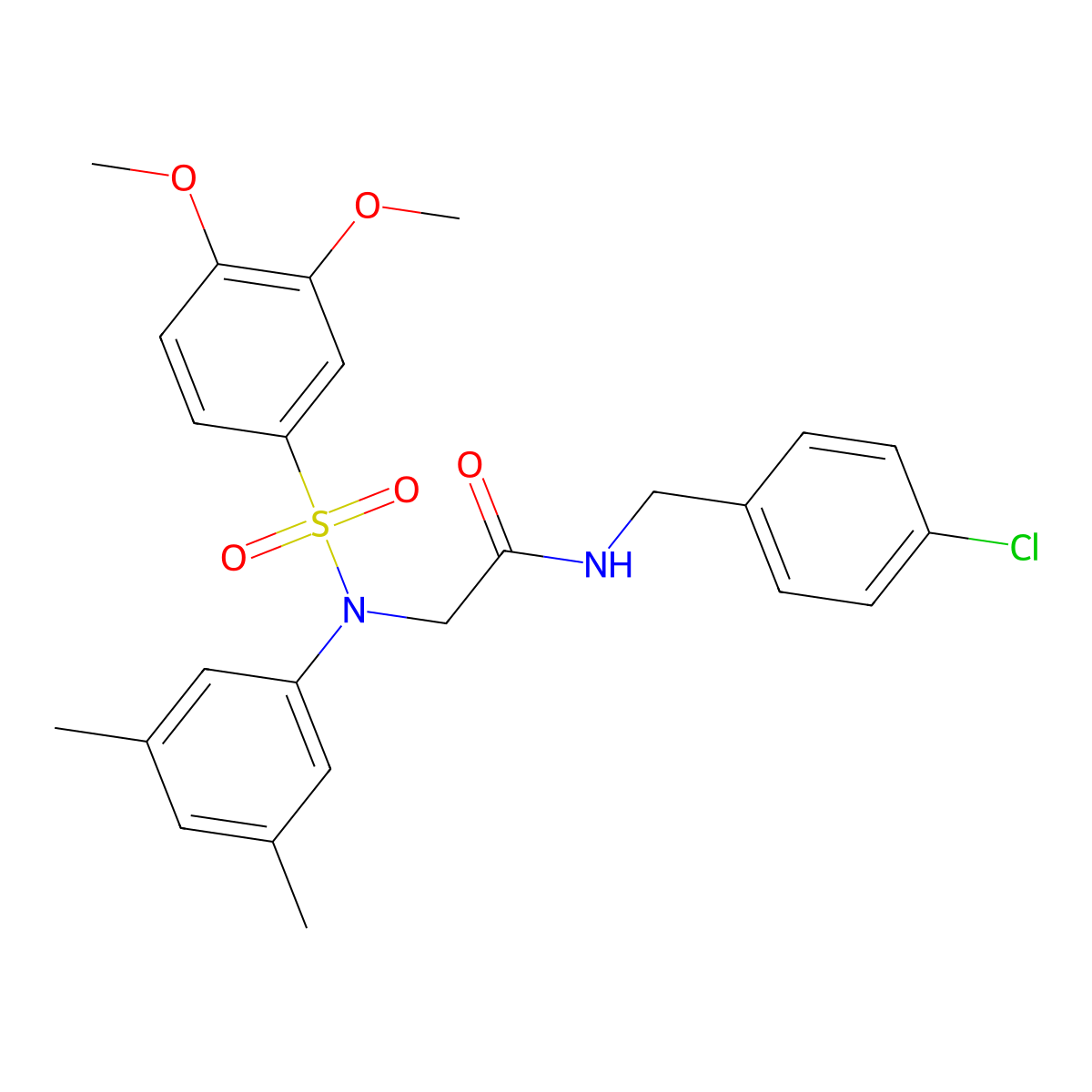N-(4-Chlorobenzyl)-2-((N-(3,5-dimethylphenyl)-3,4-dimethoxyphenyl)sulfonamido)acetamide molecular structure, CAS 332886-07-4