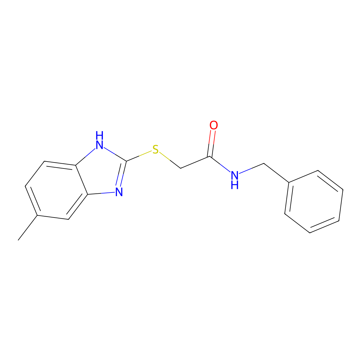 N-benzyl-2-[(6-methyl-1H-benzimidazol-2-yl)sulfanyl]acetamide molecular structure, CAS 332886-39-2