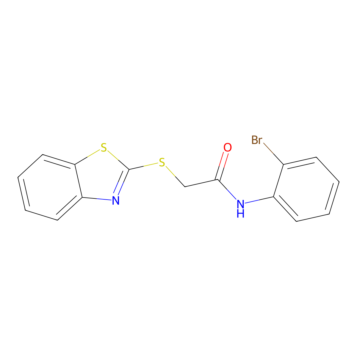 2-(1,3-benzothiazol-2-ylsulfanyl)-N-(2-bromophenyl)acetamide molecular structure, CAS 332886-40-5