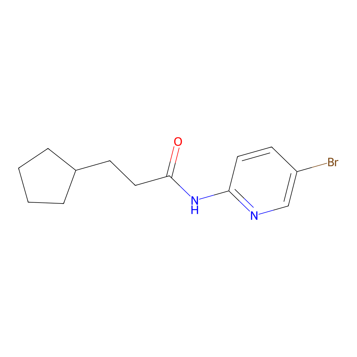 N-(5-bromopyridin-2-yl)-3-cyclopentylpropanamide molecular structure, CAS 332886-50-7