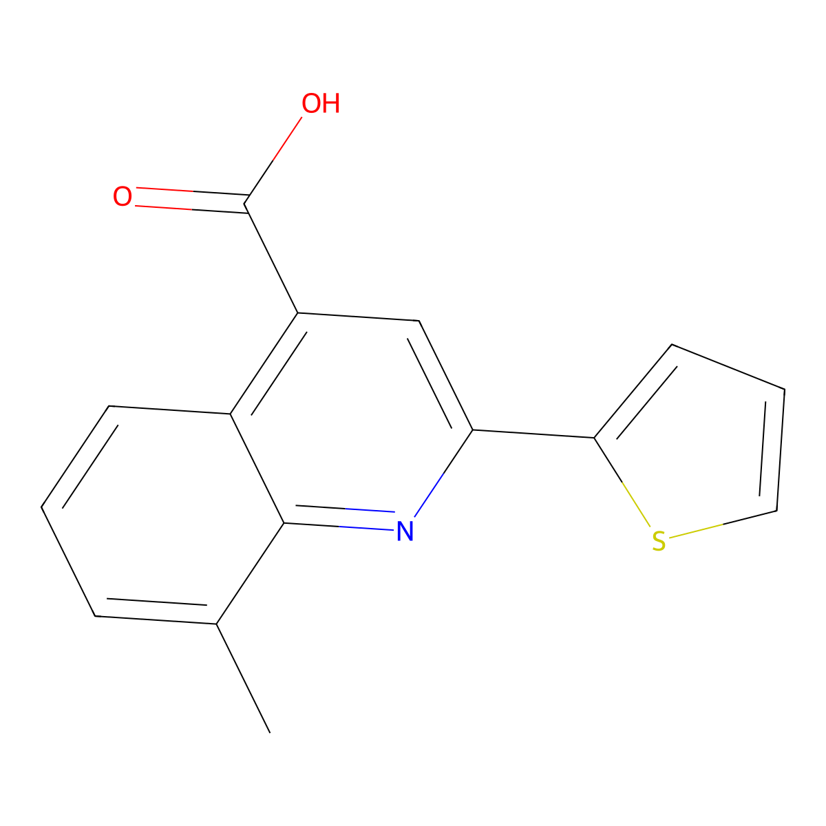 8-Methyl-2-(thiophen-2-yl)quinoline-4-carboxylic acid molecular structure, CAS 33289-45-1