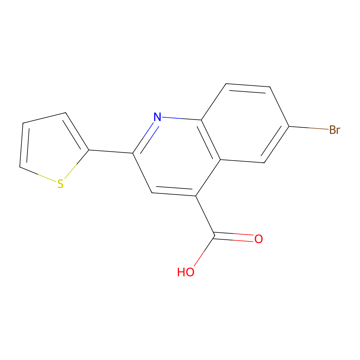 6-Bromo-2-thien-2-ylquinoline-4-carboxylic acid molecular structure, CAS 33289-49-5