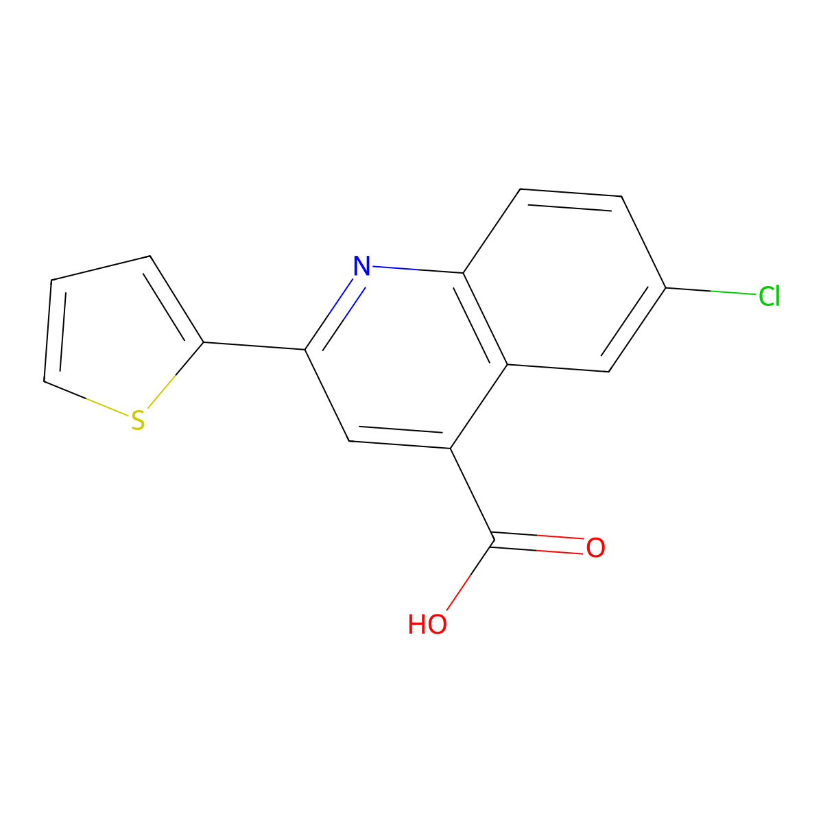 6-Chloro-2-(thiophen-2-yl)quinoline-4-carboxylic acid molecular structure, CAS 33289-51-9