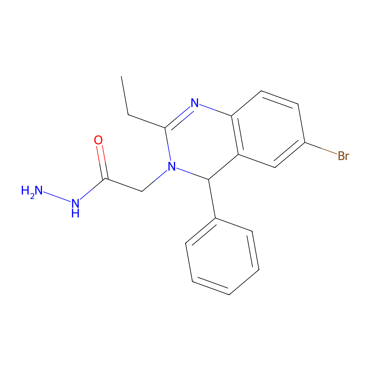 2-(6-bromo-2-ethyl-4-phenylquinazolin-3(4H)-yl)acetohydrazide molecular structure, CAS 332897-16-2