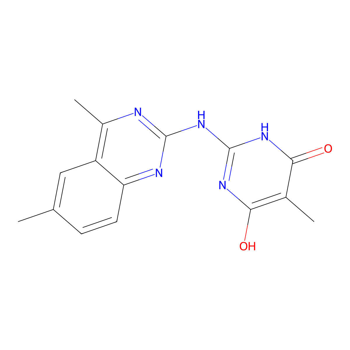 2-[(4,6-Dimethylquinazolin-2-yl)amino]-5-methylpyrimidine-4,6-diol molecular structure, CAS 332897-76-4
