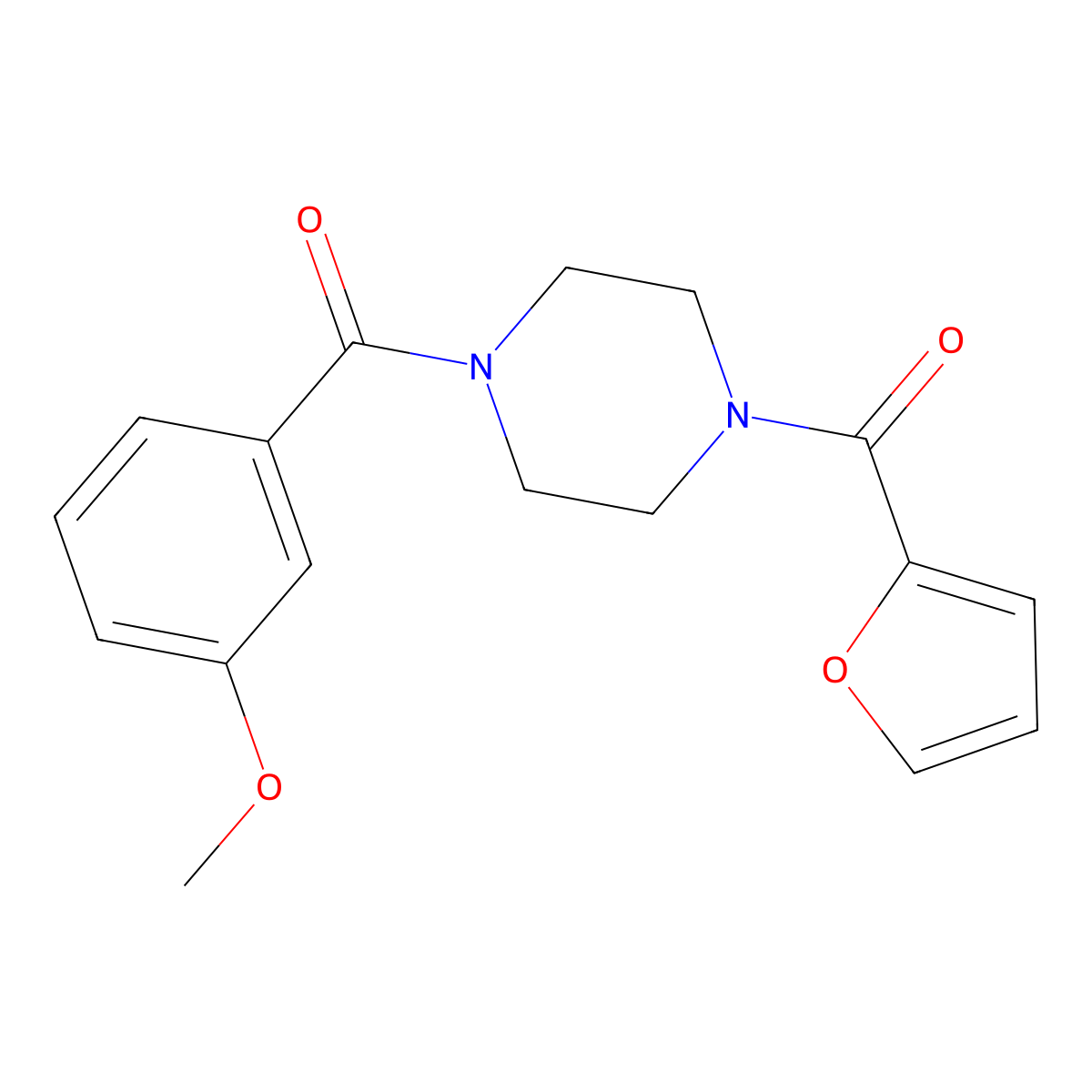 1-(2-Furoyl)-4-(3-methoxybenzoyl)piperazine molecular structure, CAS 332897-85-5