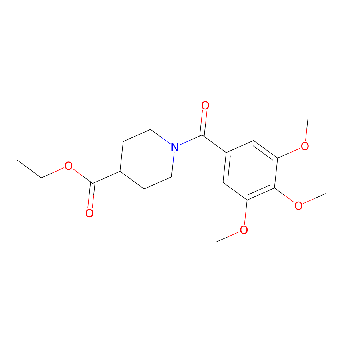 Ethyl 1-(3,4,5-trimethoxybenzoyl)piperidine-4-carboxylate molecular structure, CAS 332898-04-1