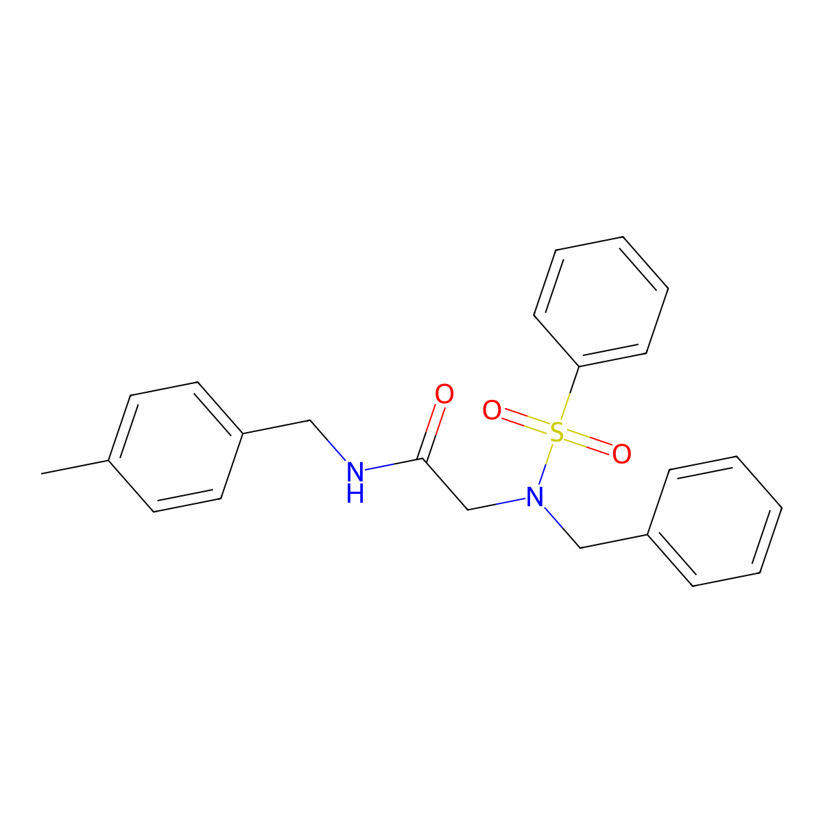 2-[benzenesulfonyl(benzyl)amino]-N-[(4-methylphenyl)methyl]acetamide molecular structure, CAS 332898-77-8