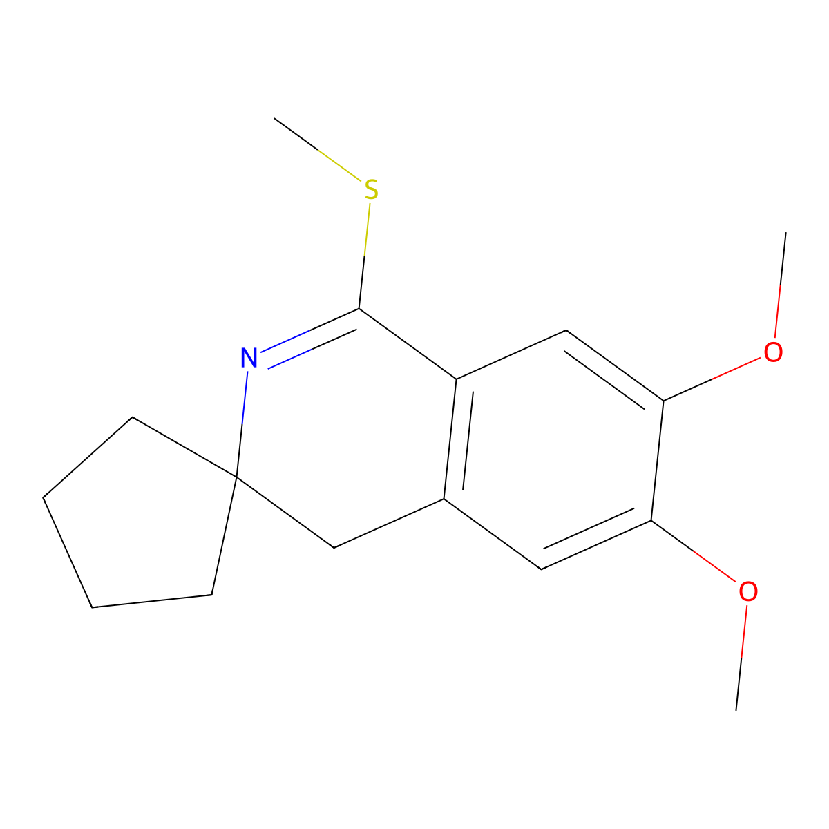 6,7-dimethoxy-1-methylsulfanylspiro[4H-isoquinoline-3,1'-cyclopentane] molecular structure, CAS 332898-97-2