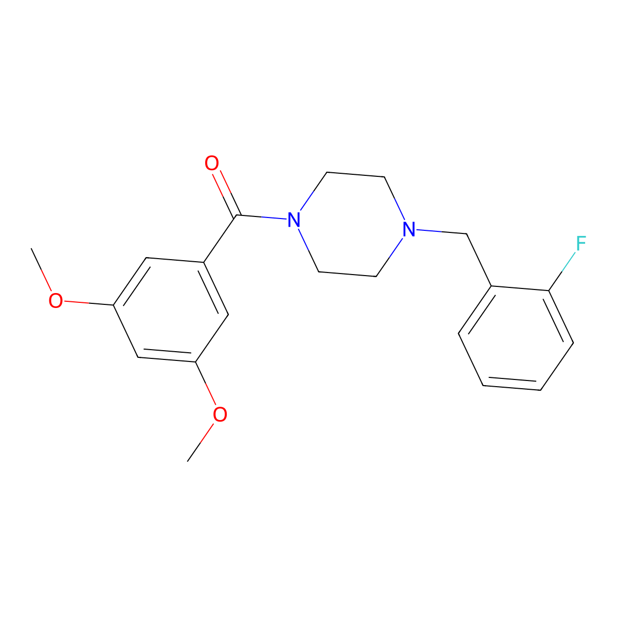 (3,5-Dimethoxyphenyl)-[4-[(2-fluorophenyl)methyl]piperazin-1-yl]methanone molecular structure, CAS 332899-04-4