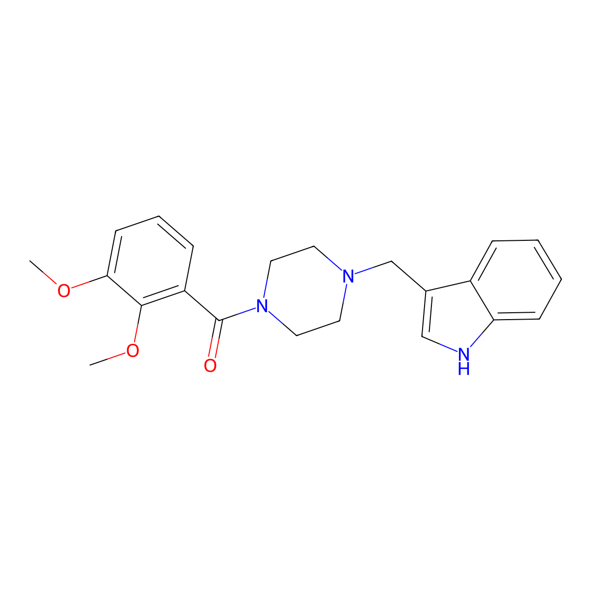 (2,3-dimethoxyphenyl)-[4-(1H-indol-3-ylmethyl)piperazin-1-yl]methanone molecular structure, CAS 332899-05-5