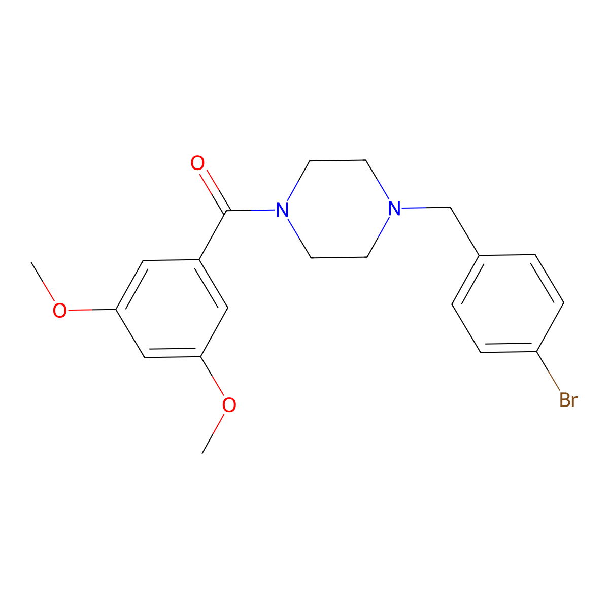 1-(4-Bromobenzyl)-4-(3,5-dimethoxybenzoyl)piperazine molecular structure, CAS 332899-10-2