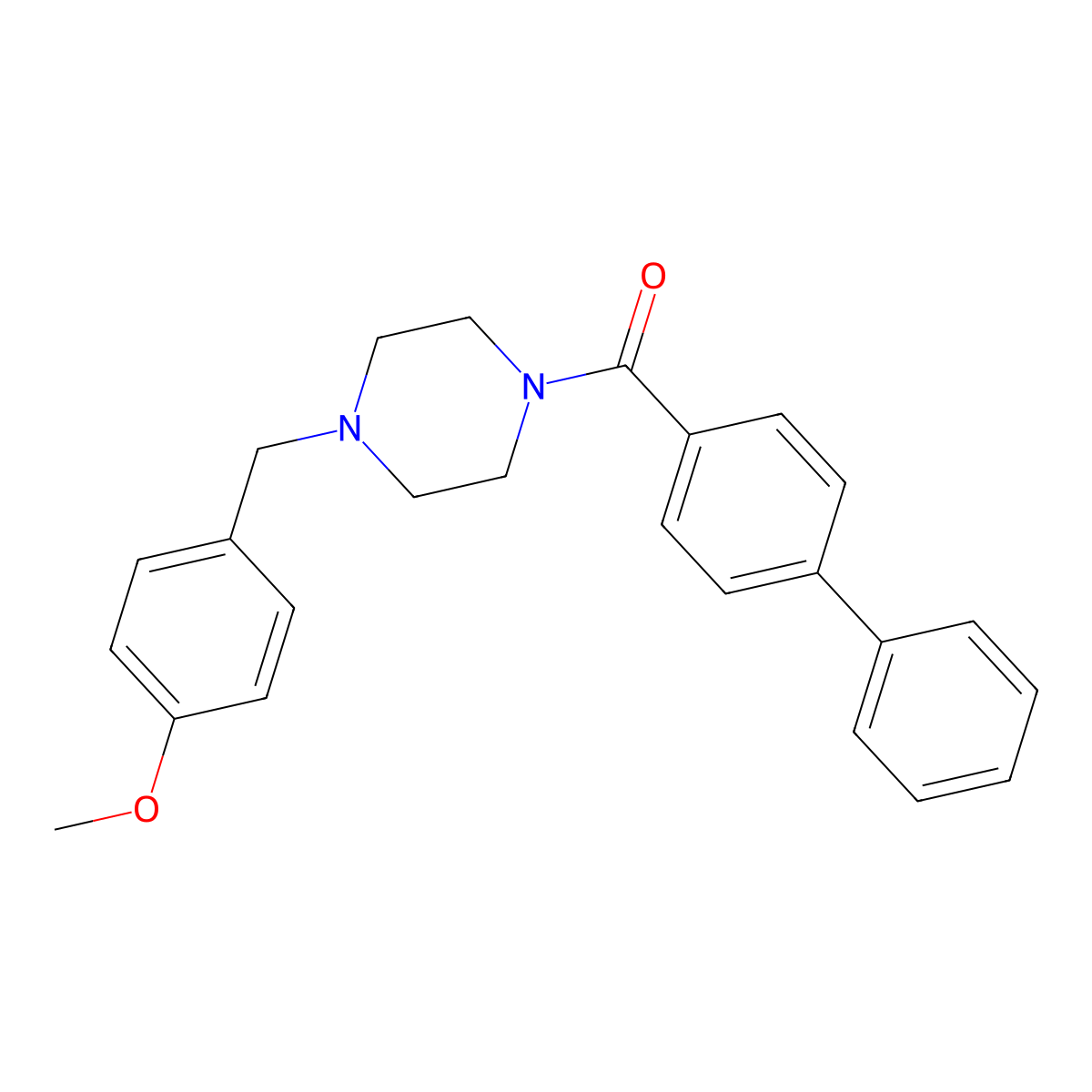Biphenyl-4-yl[4-(4-methoxybenzyl)piperazin-1-yl]methanone molecular structure, CAS 332899-19-1