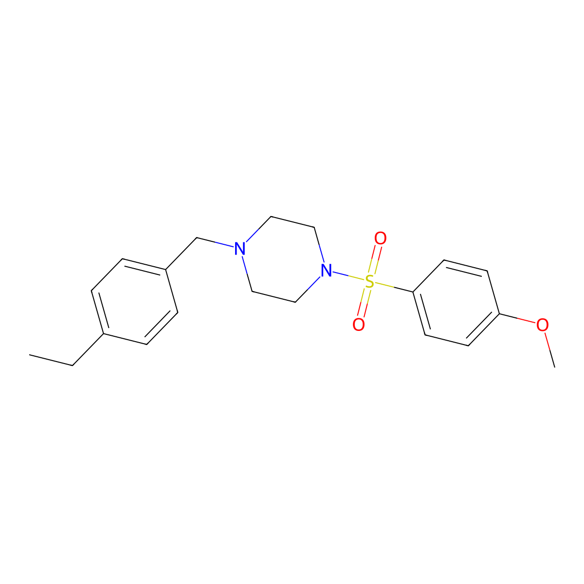 1-[(4-Ethylphenyl)methyl]-4-(4-methoxyphenyl)sulfonylpiperazine molecular structure, CAS 332899-20-4