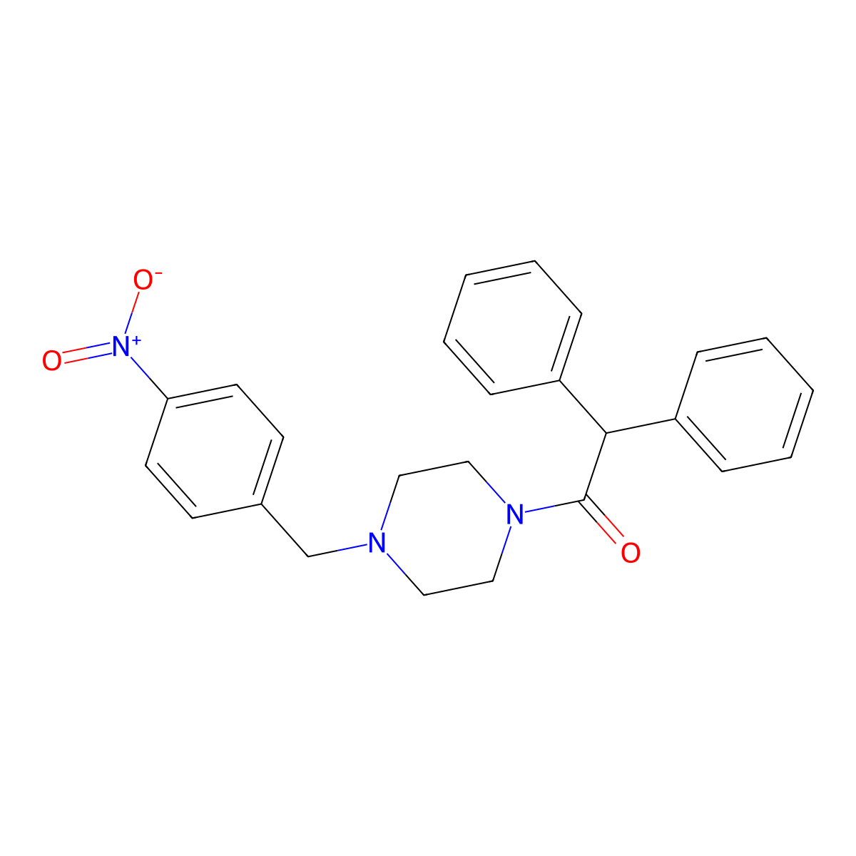 1-[4-[(4-Nitrophenyl)methyl]piperazin-1-yl]-2,2-diphenylethanone molecular structure, CAS 332899-25-9