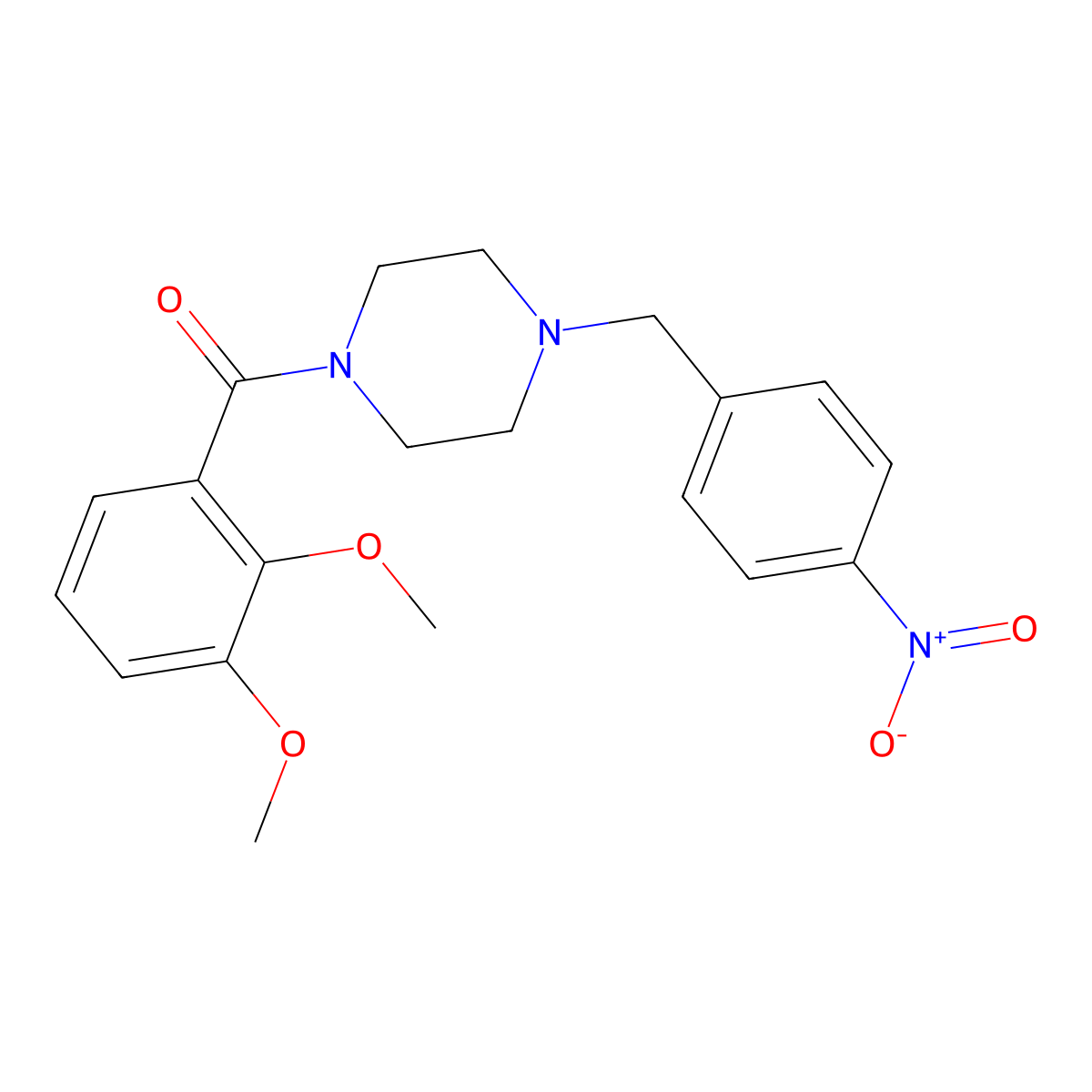 (2,3-Dimethoxyphenyl)-[4-[(4-nitrophenyl)methyl]piperazin-1-yl]methanone molecular structure, CAS 332899-31-7